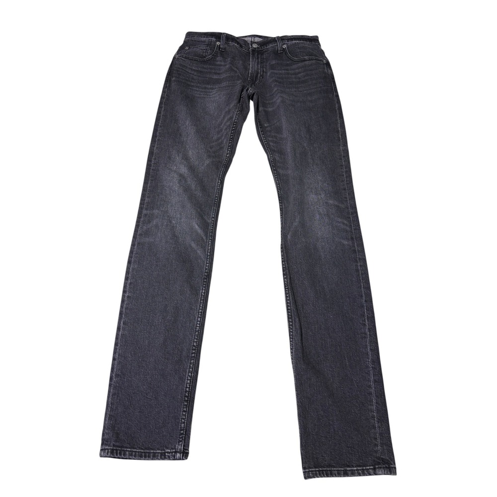 7 For All Mankind Stacked Skinny Jeans Mens 31X35 Faded‎ Black Denim Pants